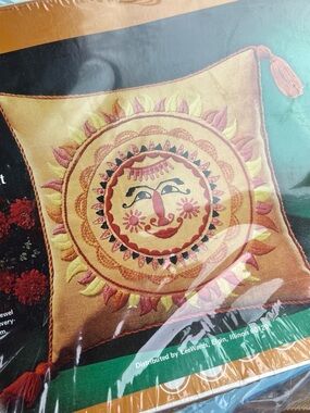 Sun God pillow crewel kit